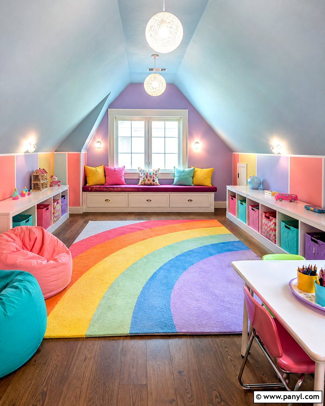 Colorful Attic Playroom - 20 colorful playroom ideas