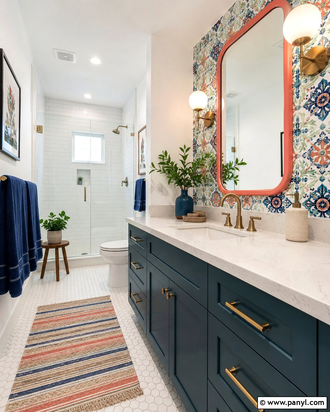 Colorful Bathroom With White Walls - 20 Colorful Home White Walls