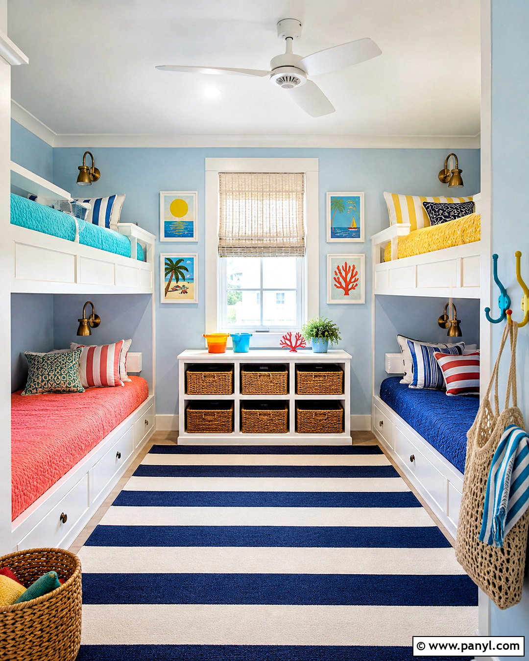 Colorful Beach House Bunk Room - 20 colorful beach house decor ideas