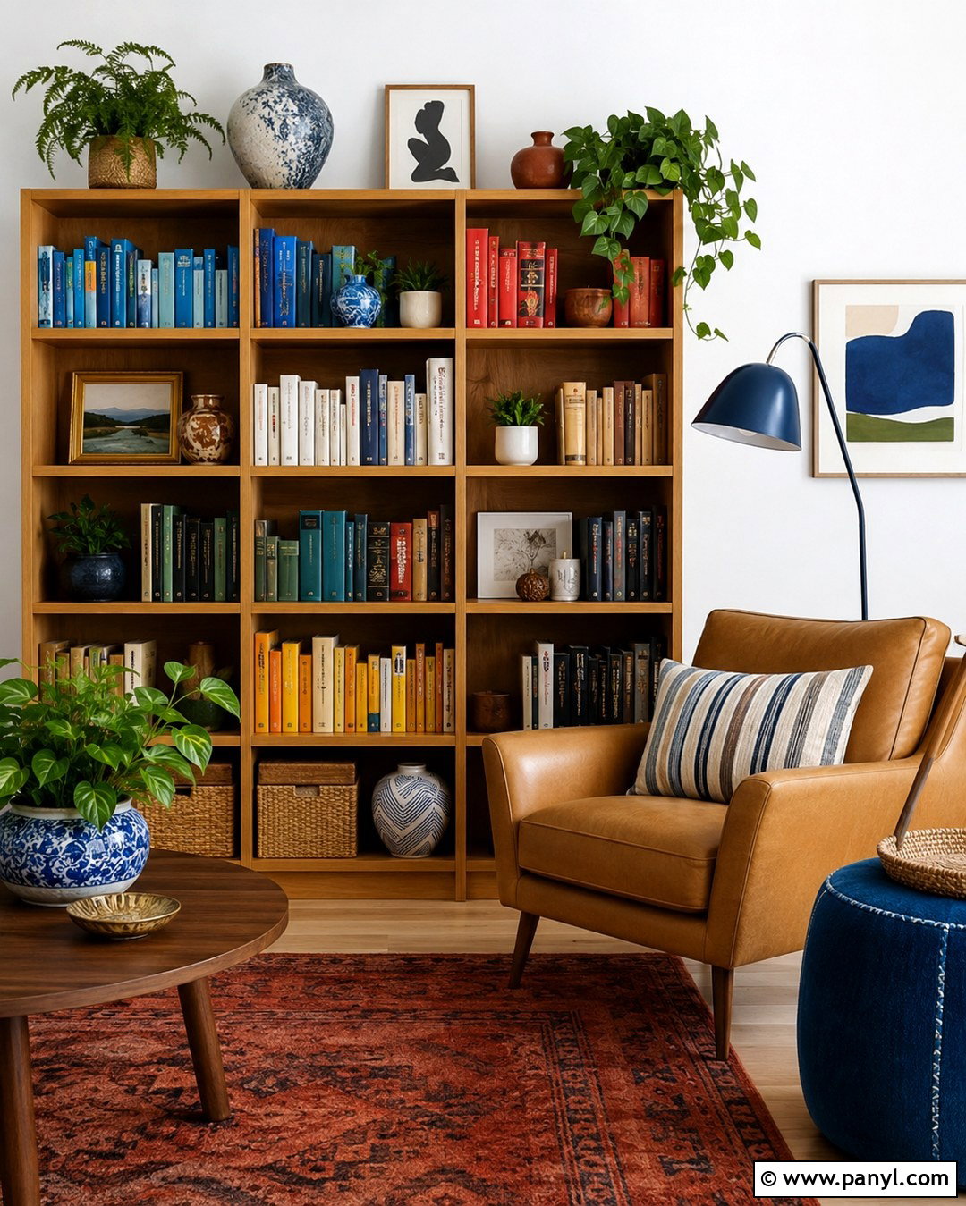Colorful Bookshelf Styling - 20 Add Color Without Painting Walls