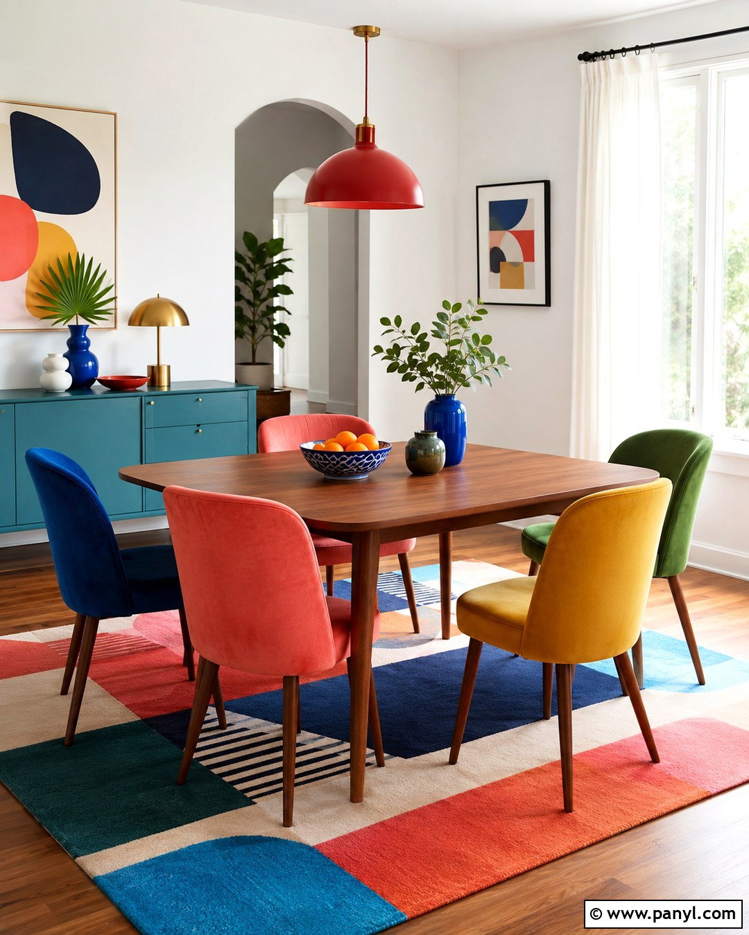 Colorful Dining Room With White Walls - 20 Colorful Home White Walls