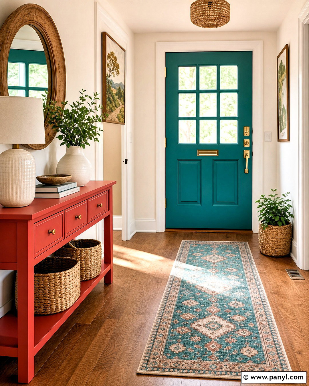 Colorful Entryway With Painted Door - 20 entryway ideas