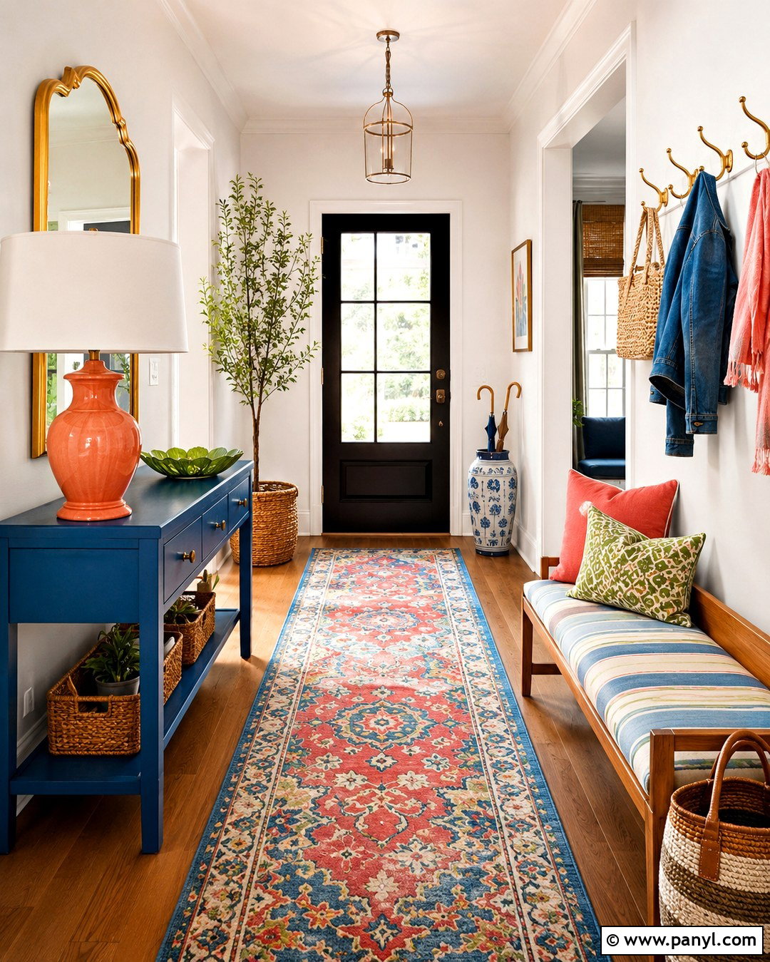 Colorful Entryway With White Walls - 20 Colorful Home White Walls