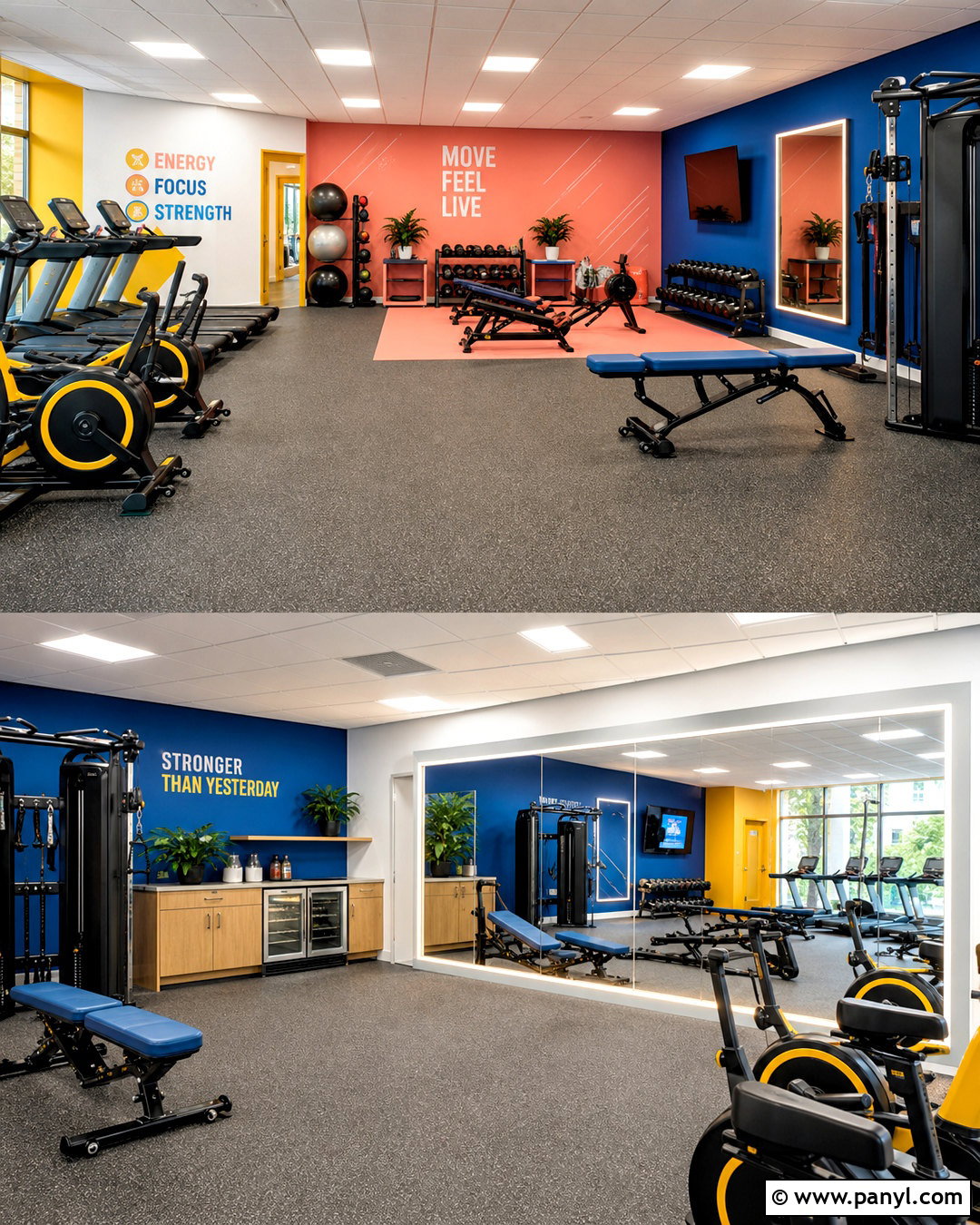 Colorful Fitness Studio Interior - 20 fitness studio design ideas