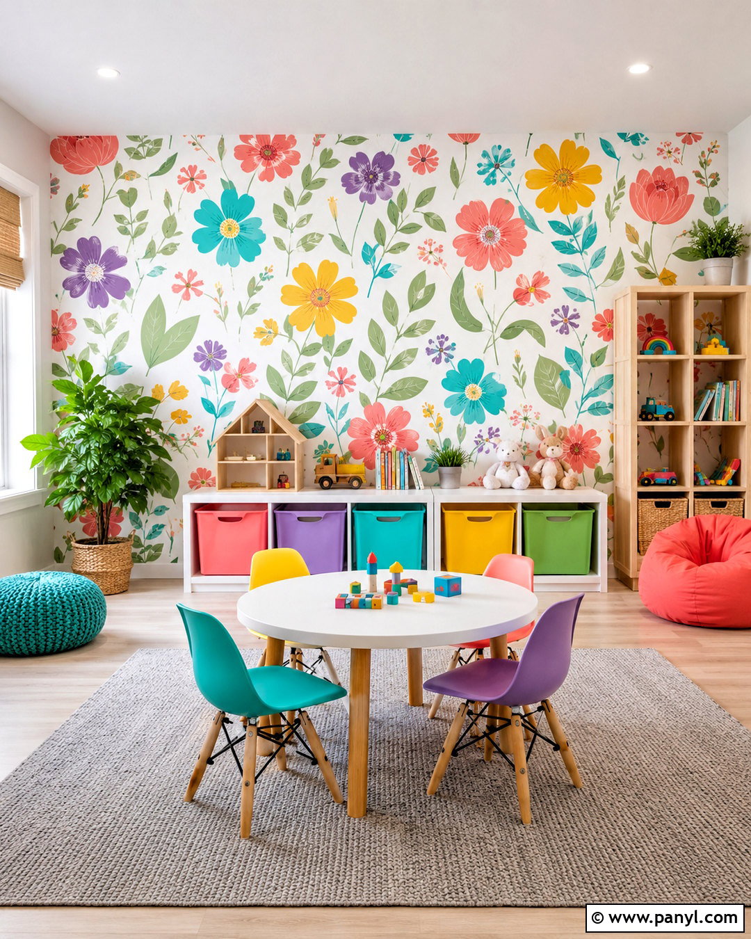 Colorful Floral Wallpaper Playroom - 20 modern floral wallpaper ideas