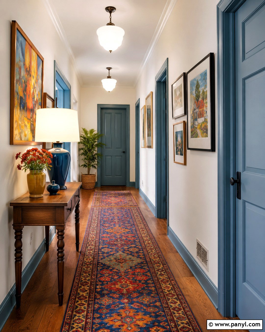 Colorful Hallway With White Walls - 20 Colorful Home White Walls