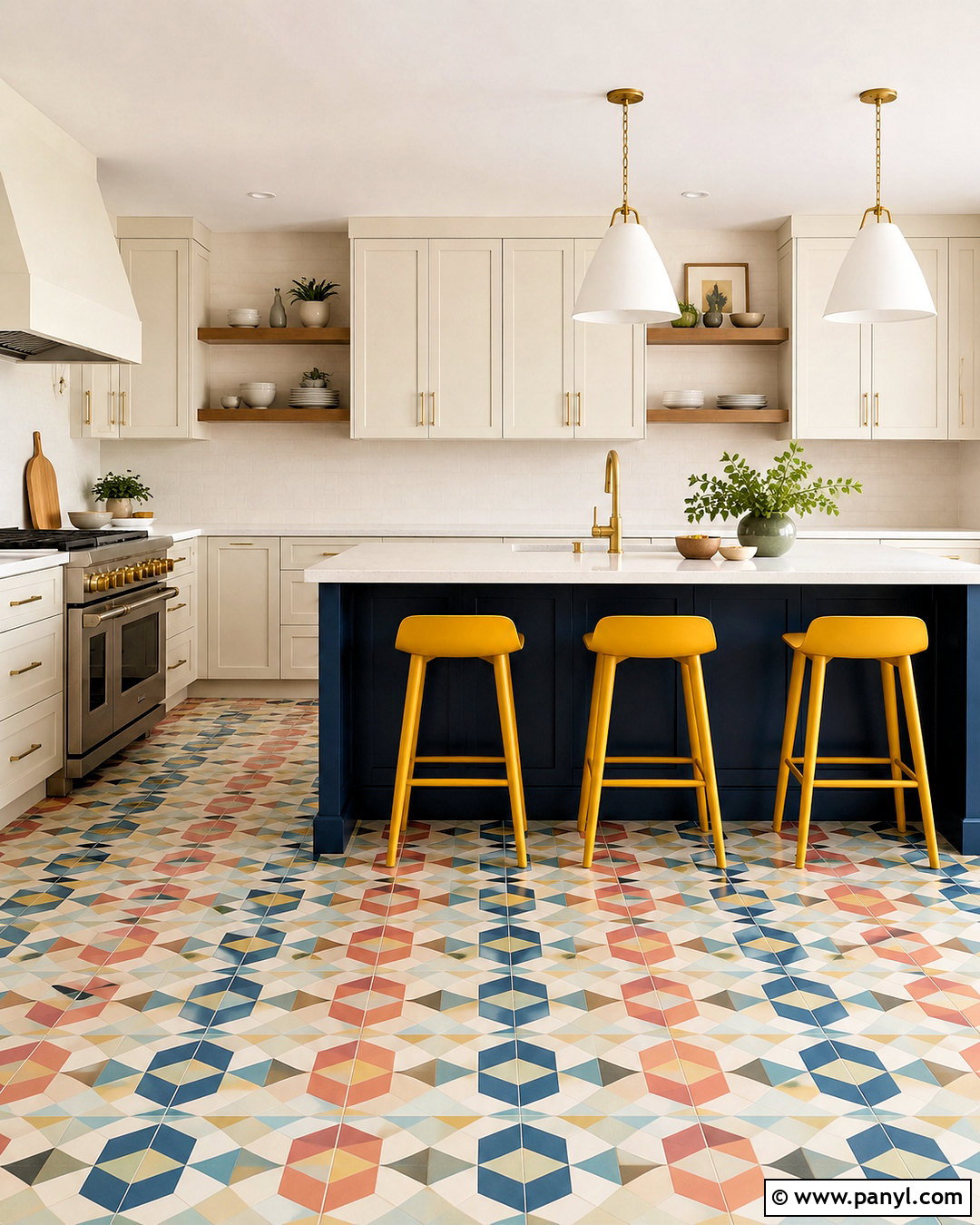 Colorful Kitchen With Patterned Floor - 20 bright kitchen ideas colorful ideas