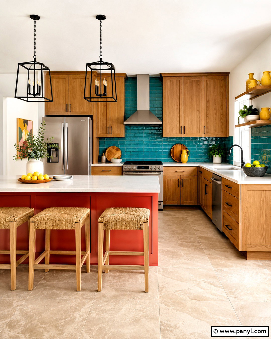 Colorful Kitchen With Wood Cabinets - 20 bright kitchen ideas colorful ideas