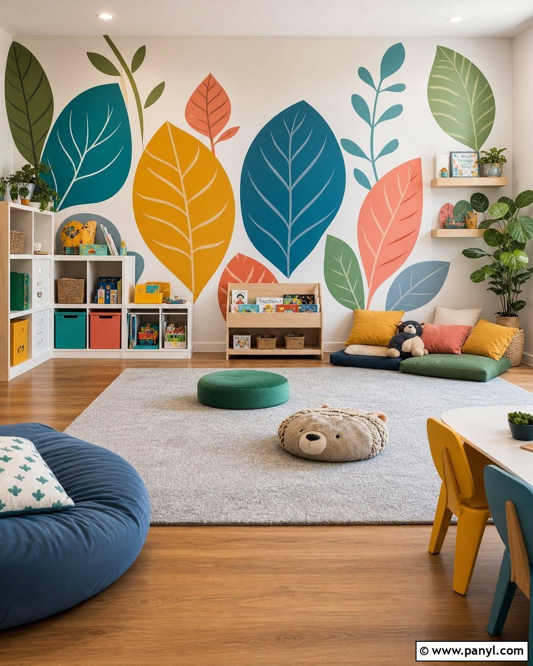 Colorful Leaf Playroom Wall - 20 Wall Paint Leaves
