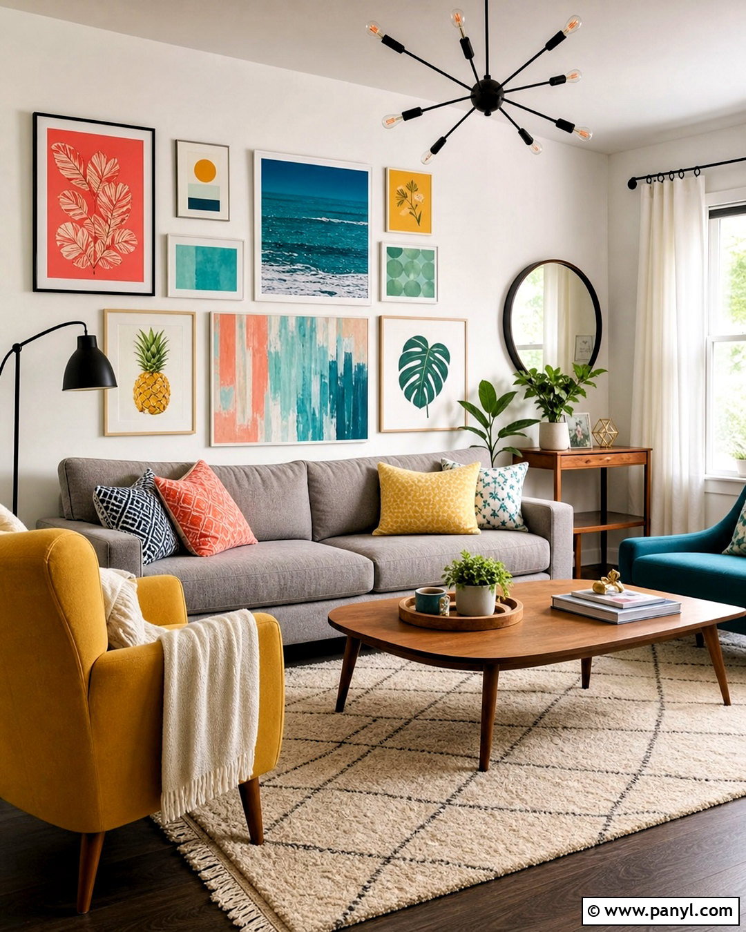 Colorful Living Room With White Walls - 20 white walls dark floors living room ideas