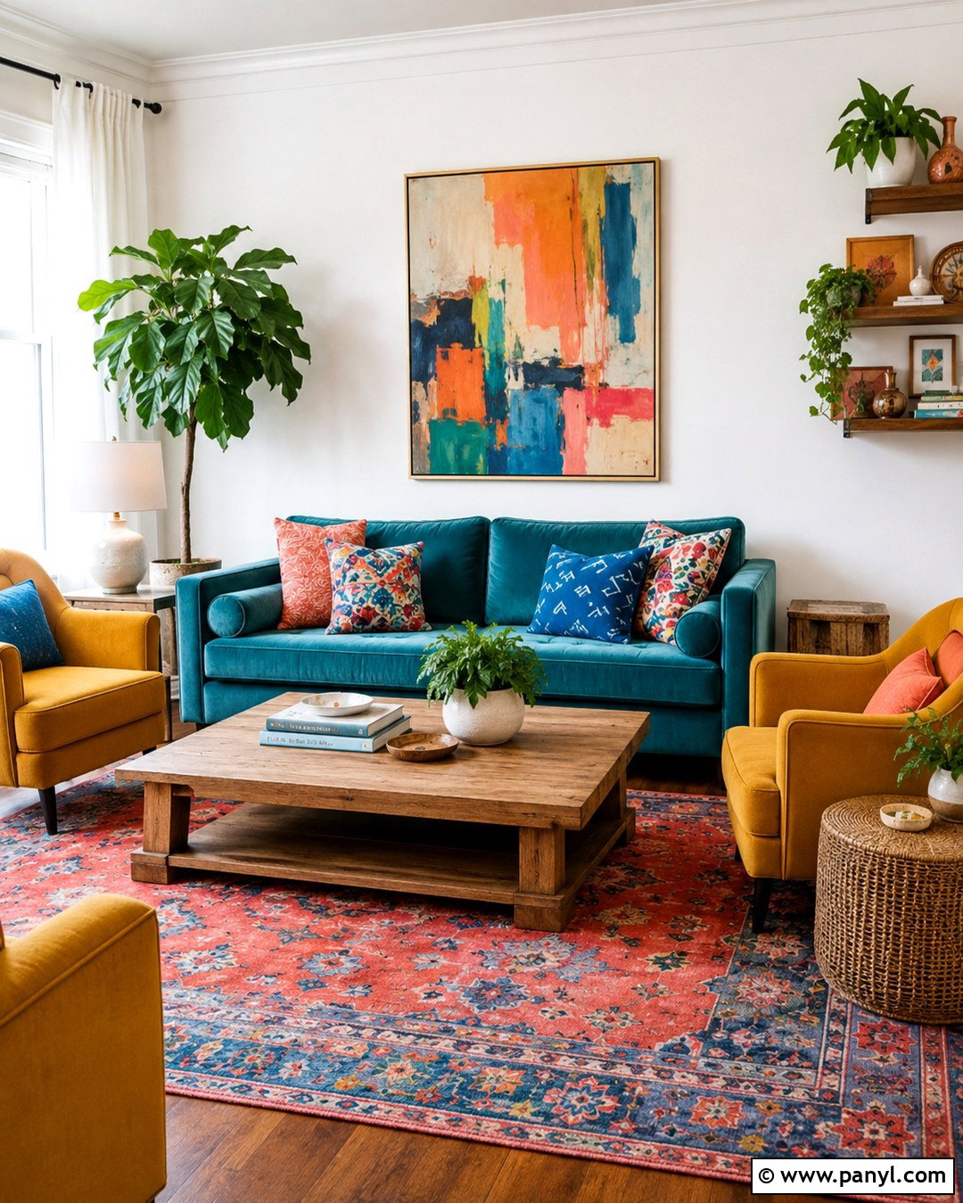 Colorful Living Room With White Walls - 20 Colorful Home White Walls