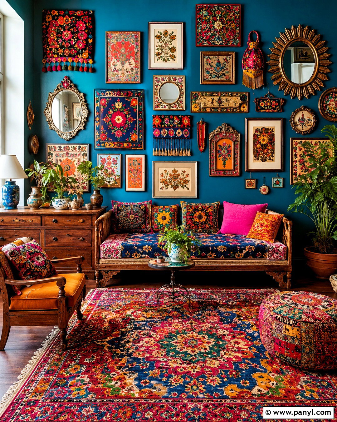 Colorful Maximalist Boho Wall - 20 boho wall design ideas