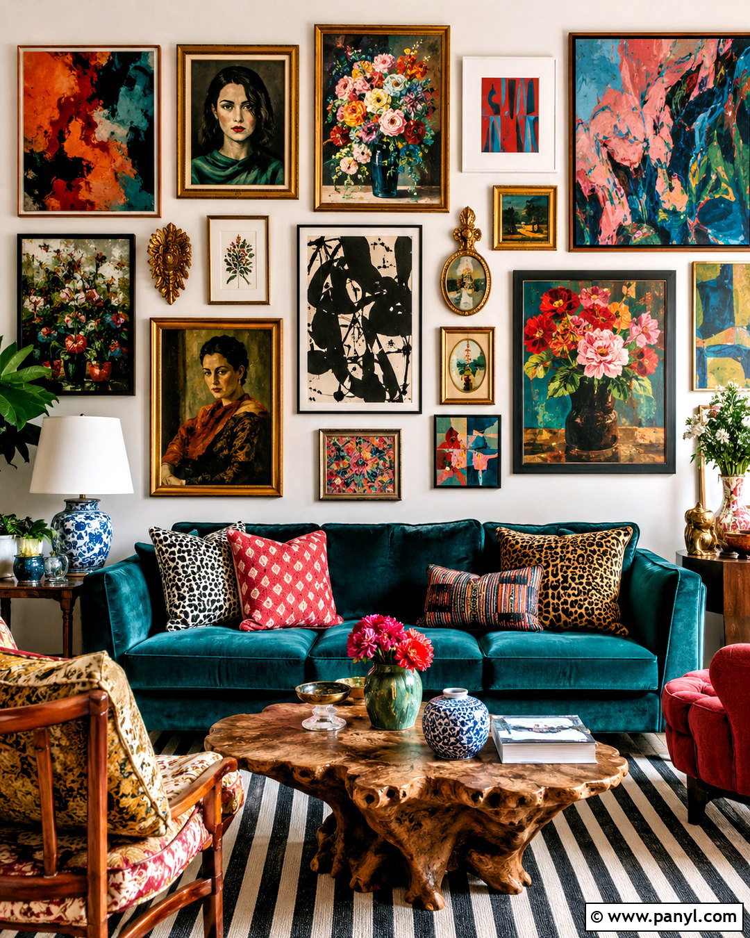 Colorful Maximalist Gallery Wall - 20 maximalist wall art ideas