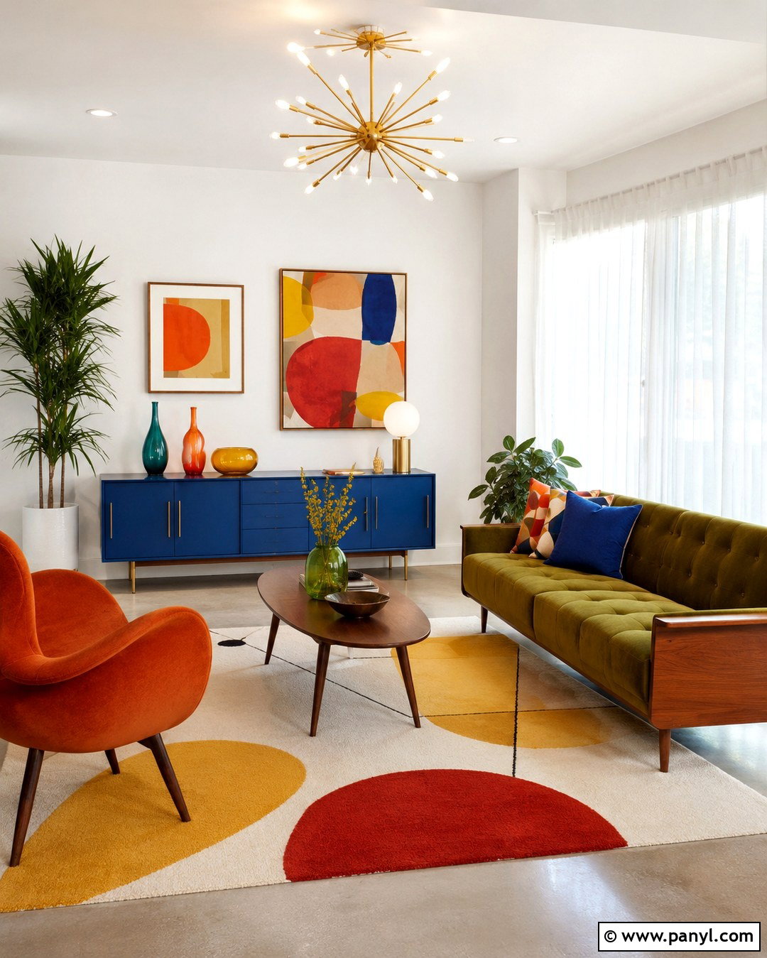 Colorful Midcentury Modern Home With White Walls - 20 Colorful Home White Walls