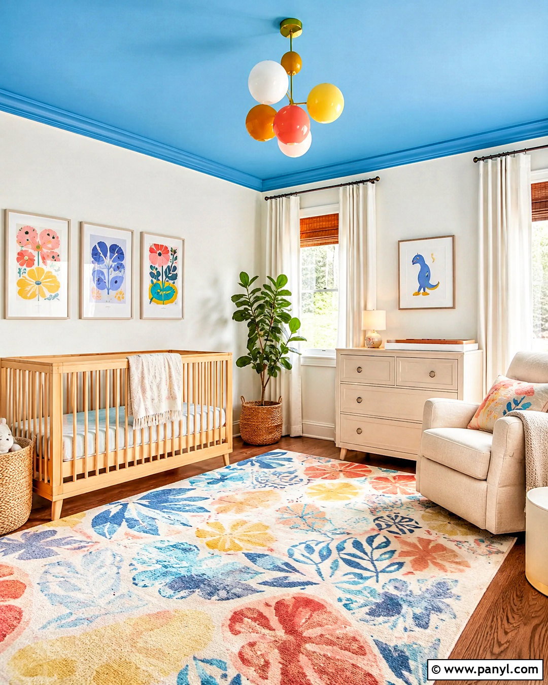 Colorful Nursery With Painted Ceiling - 20 colorful nursery ideas