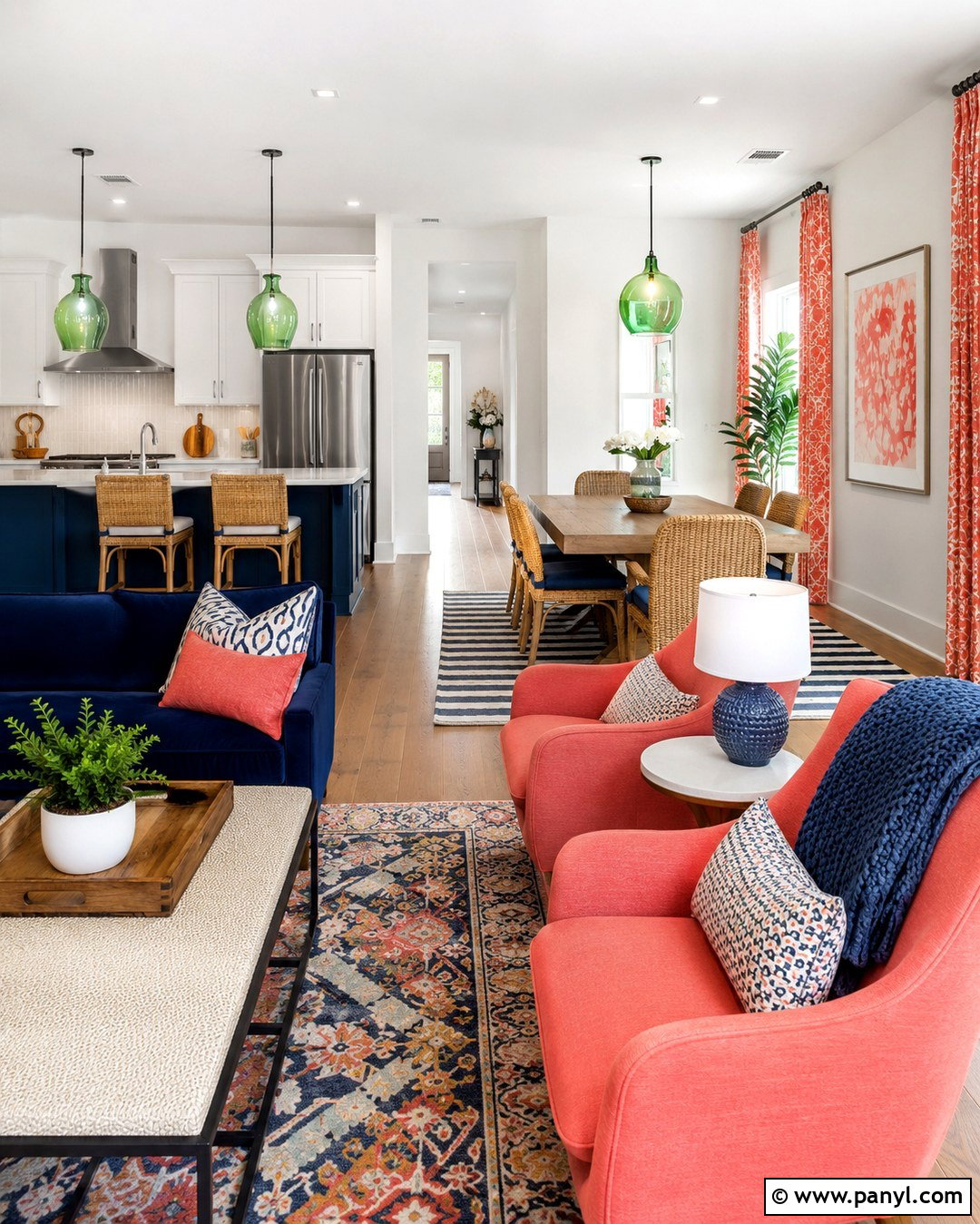 Colorful Open Floor Plan With White Walls - 20 Colorful Home White Walls