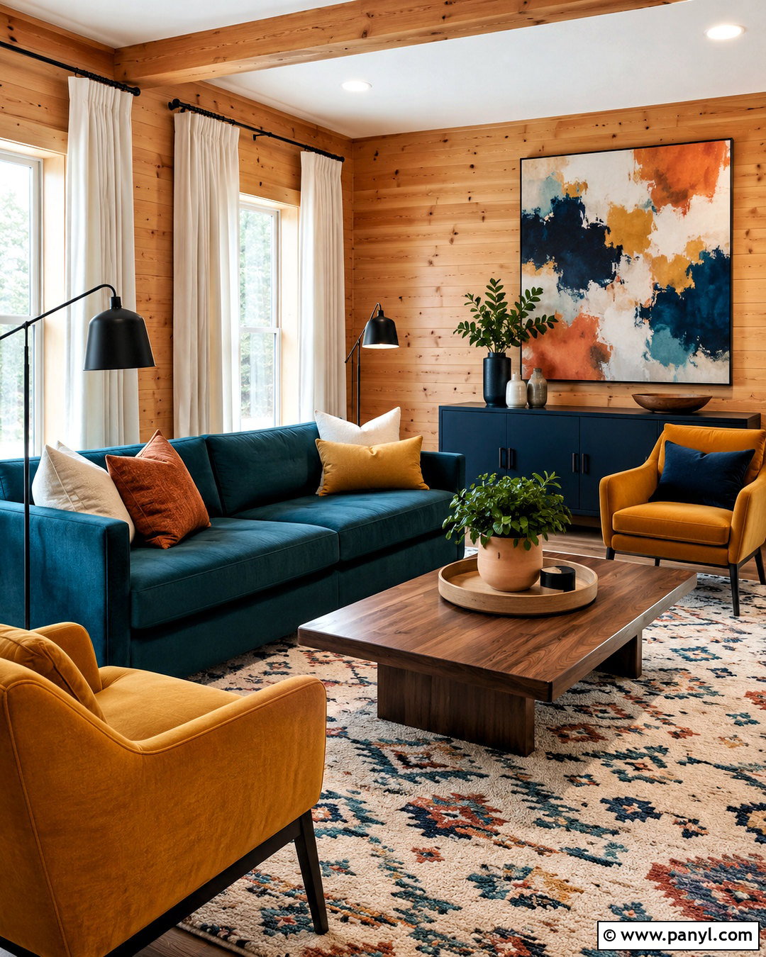 Colorful Pine Walls Living Room - 20 pine walls living room ideas