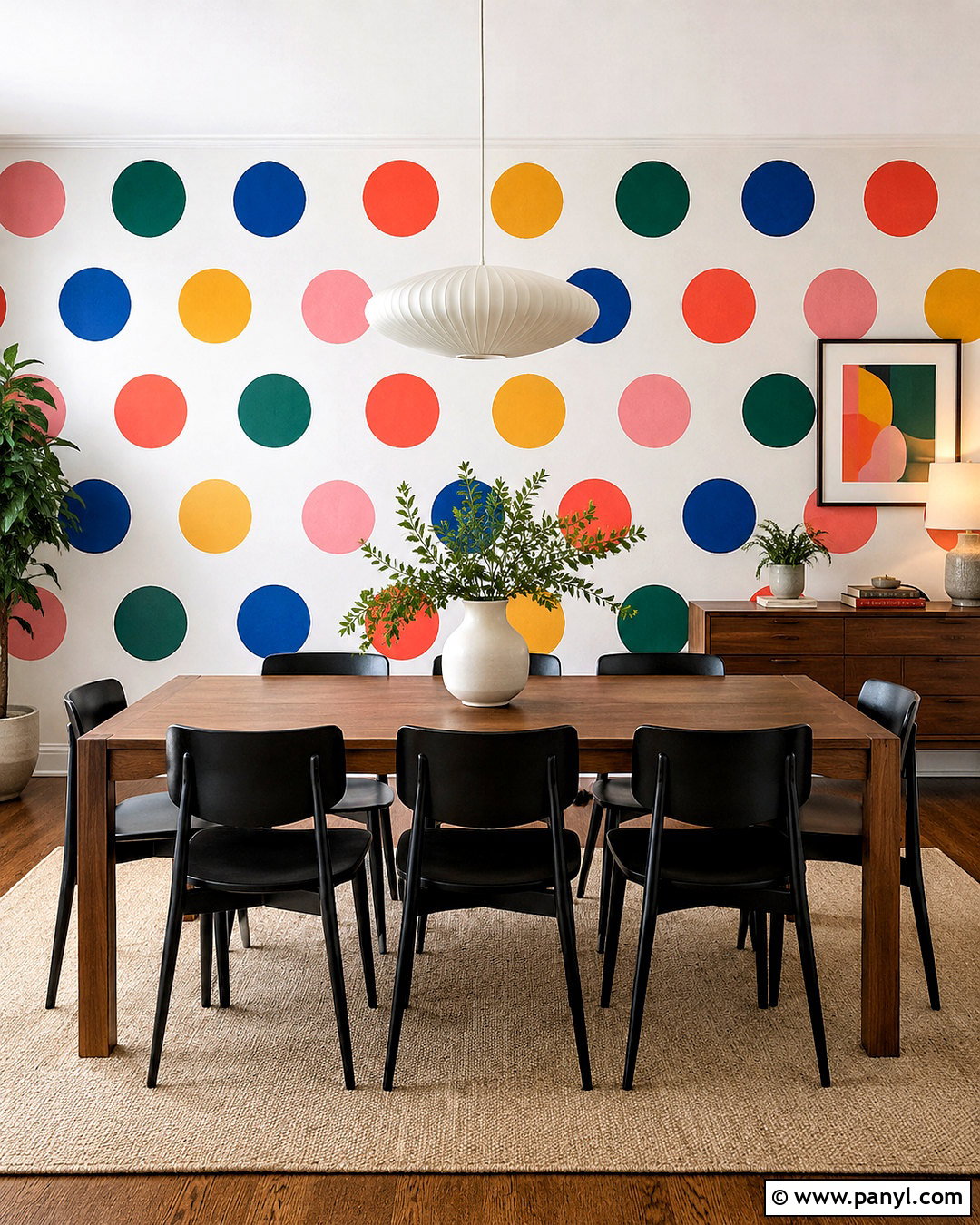 Colorful Polka Dot Dining Room Wall - 40 polka dot walls