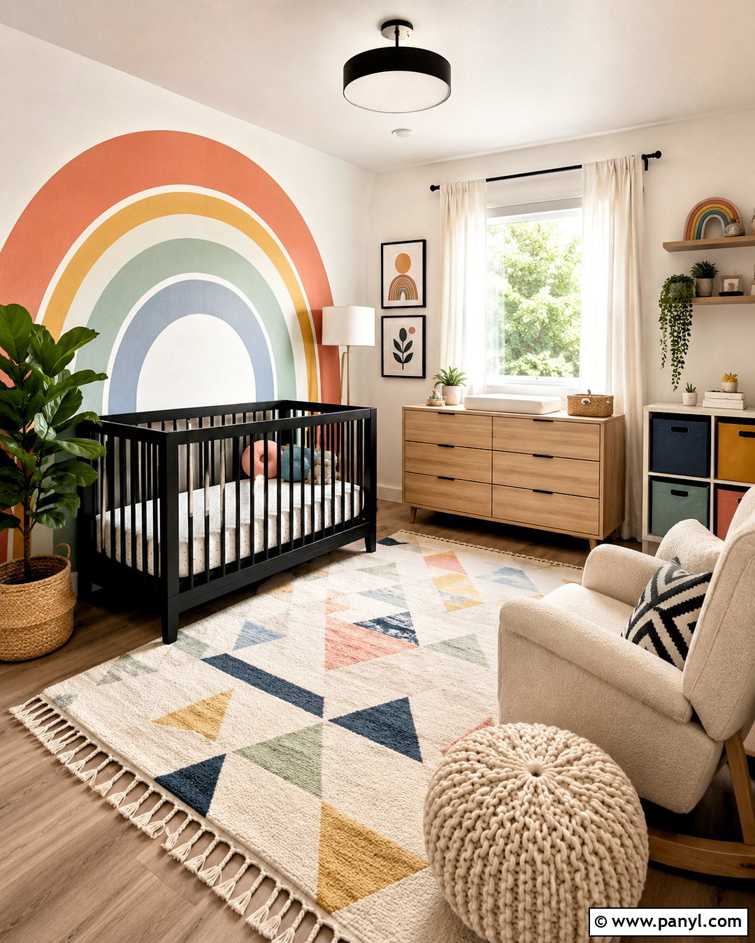 Colorful Rainbow Black Crib Nursery - 20 black crib nursery ideas