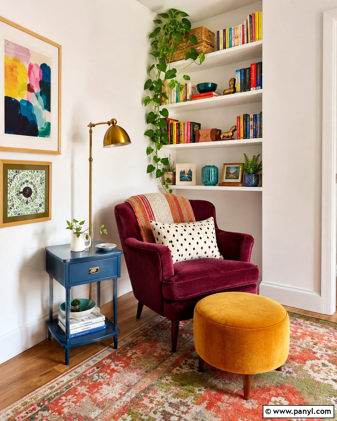 Colorful Reading Nook With White Walls - 20 Colorful Home White Walls
