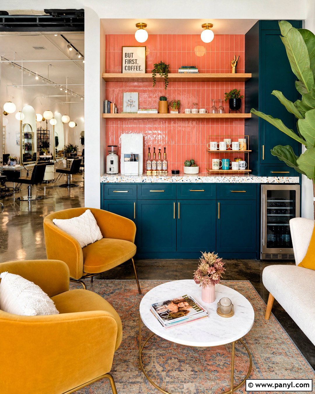 Colorful Salon Coffee Bar - 20 salon coffee bar ideas