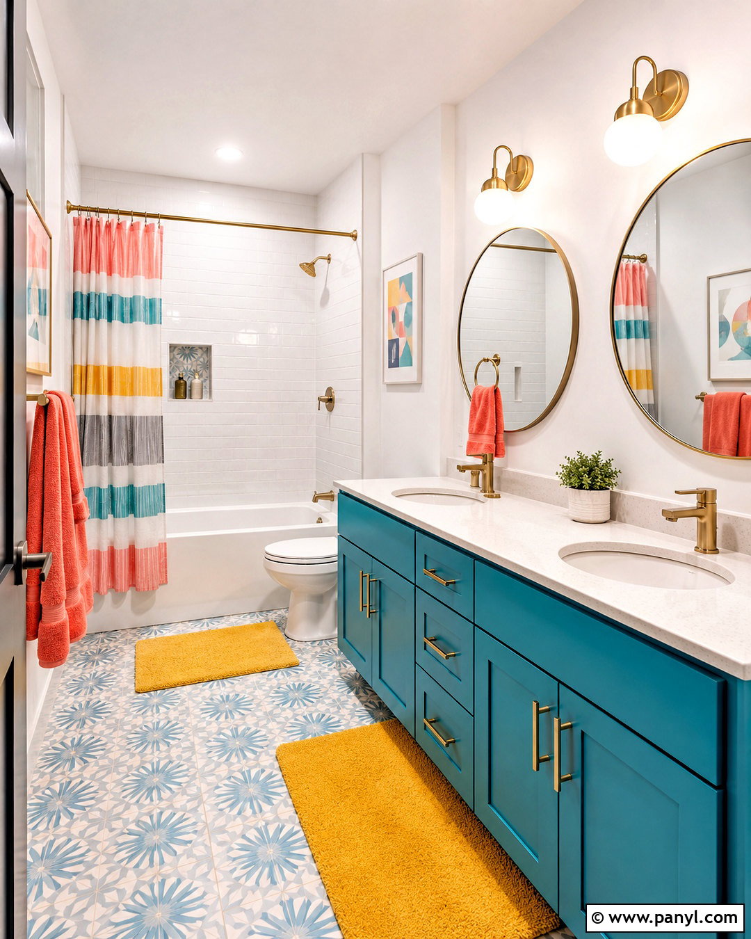 Colorful Shared Kids Bathroom - 20 kids bathroom ideas