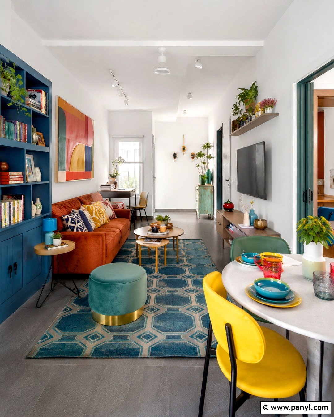 Colorful Small Apartment With White Walls - 20 Colorful Home White Walls