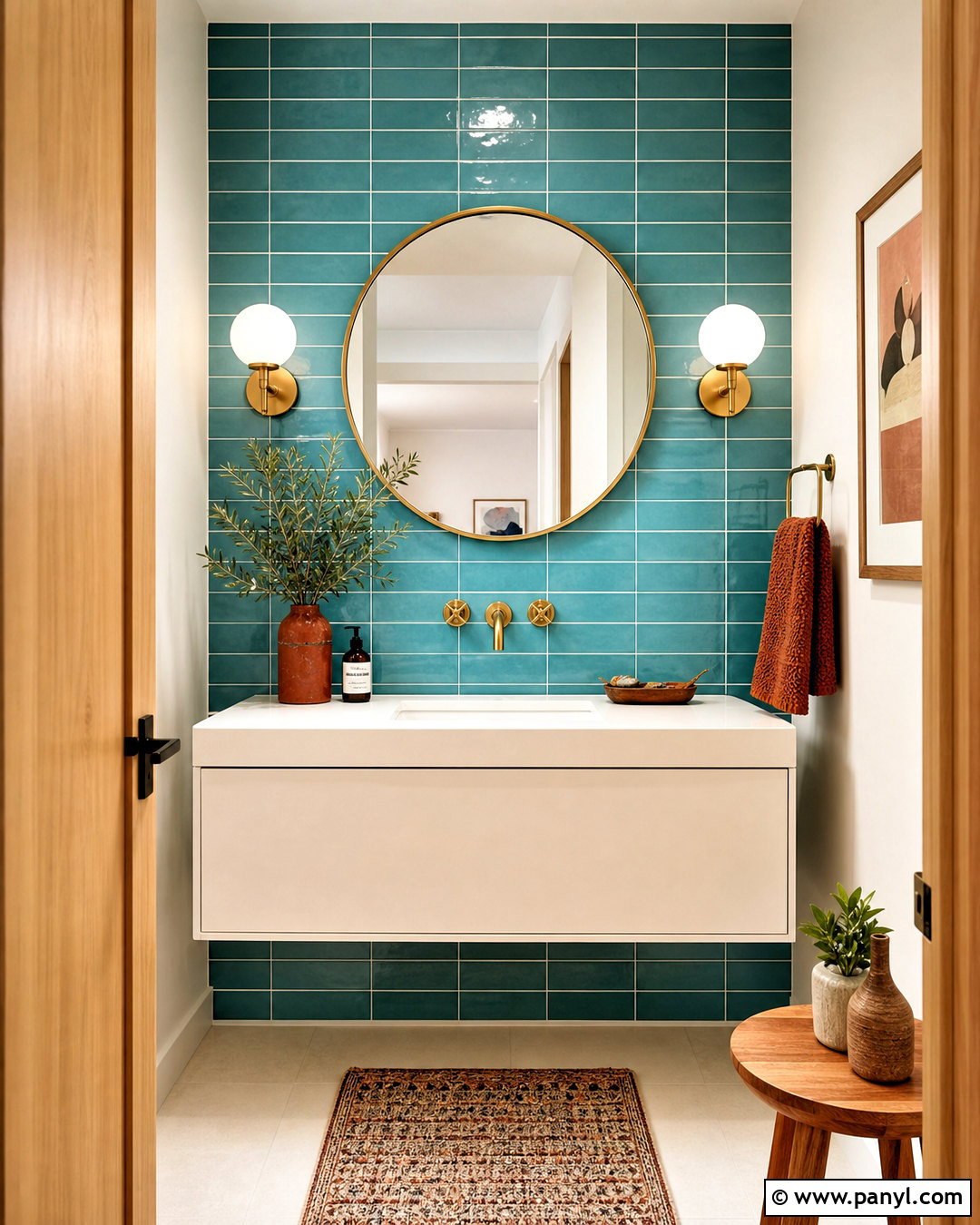 Colorful Tile Powder Room - 20 small powder room ideas