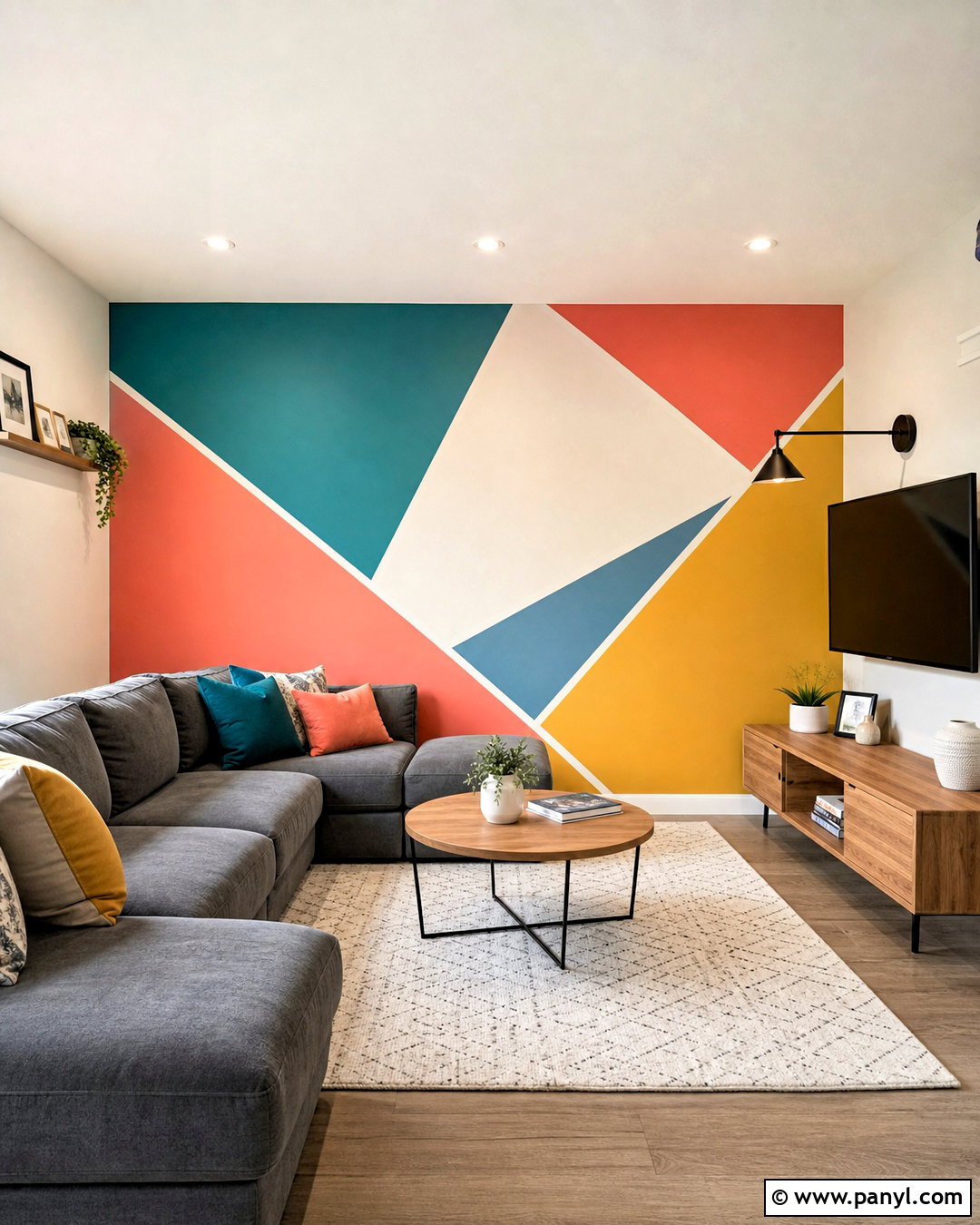 Colorful Triangle Accent Wall - 20 triangle wall design ideas