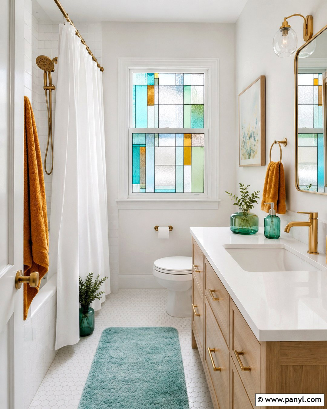 Colorful Window Film Bathroom - 20 Add Color Without Painting Walls