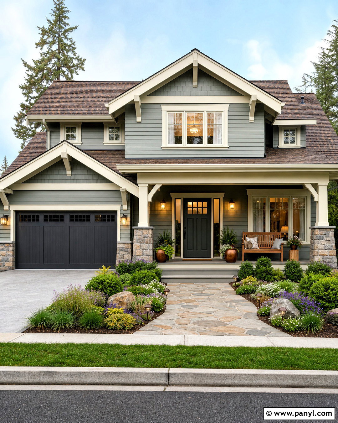 Comfort Gray Craftsman Exterior With Stone - 20 sw comfort gray ideas