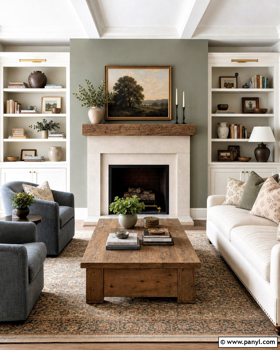 Comfort Gray Fireplace With White Built-Ins - 20 sw comfort gray ideas