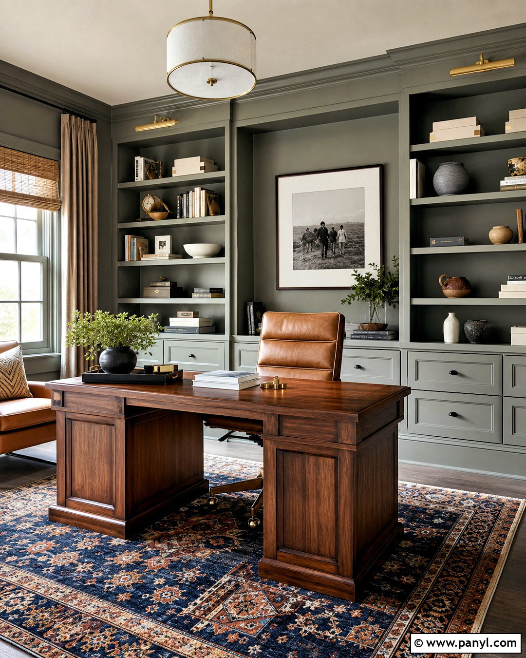 Comfort Gray Home Office With Built-In Shelves - 20 sw comfort gray ideas