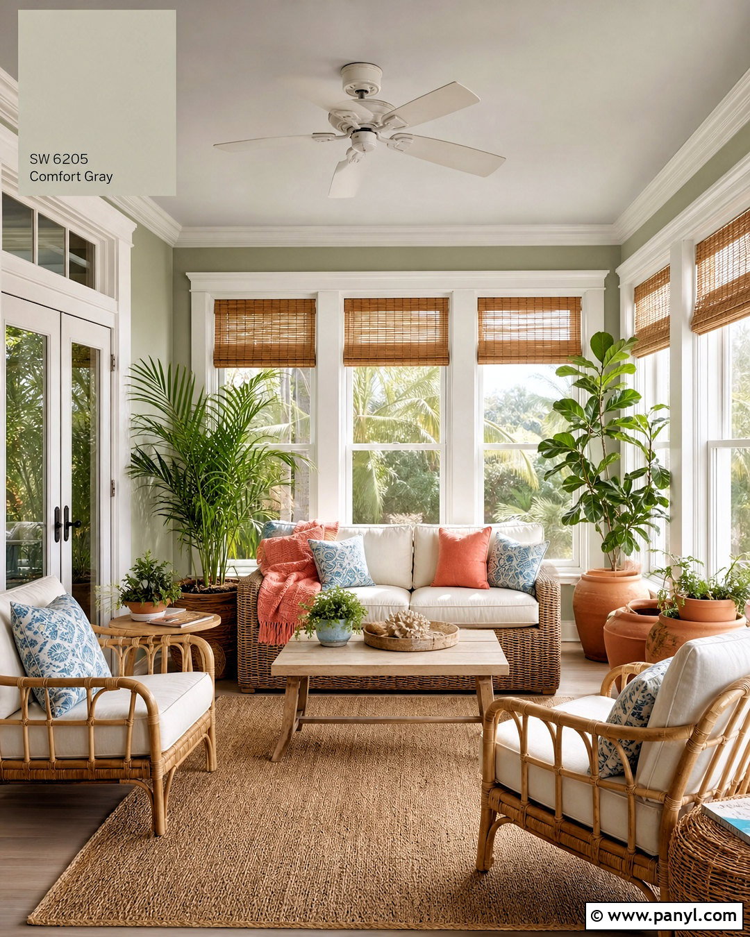 Comfort Gray Sunroom With Wicker Furniture - 20 sw comfort gray ideas