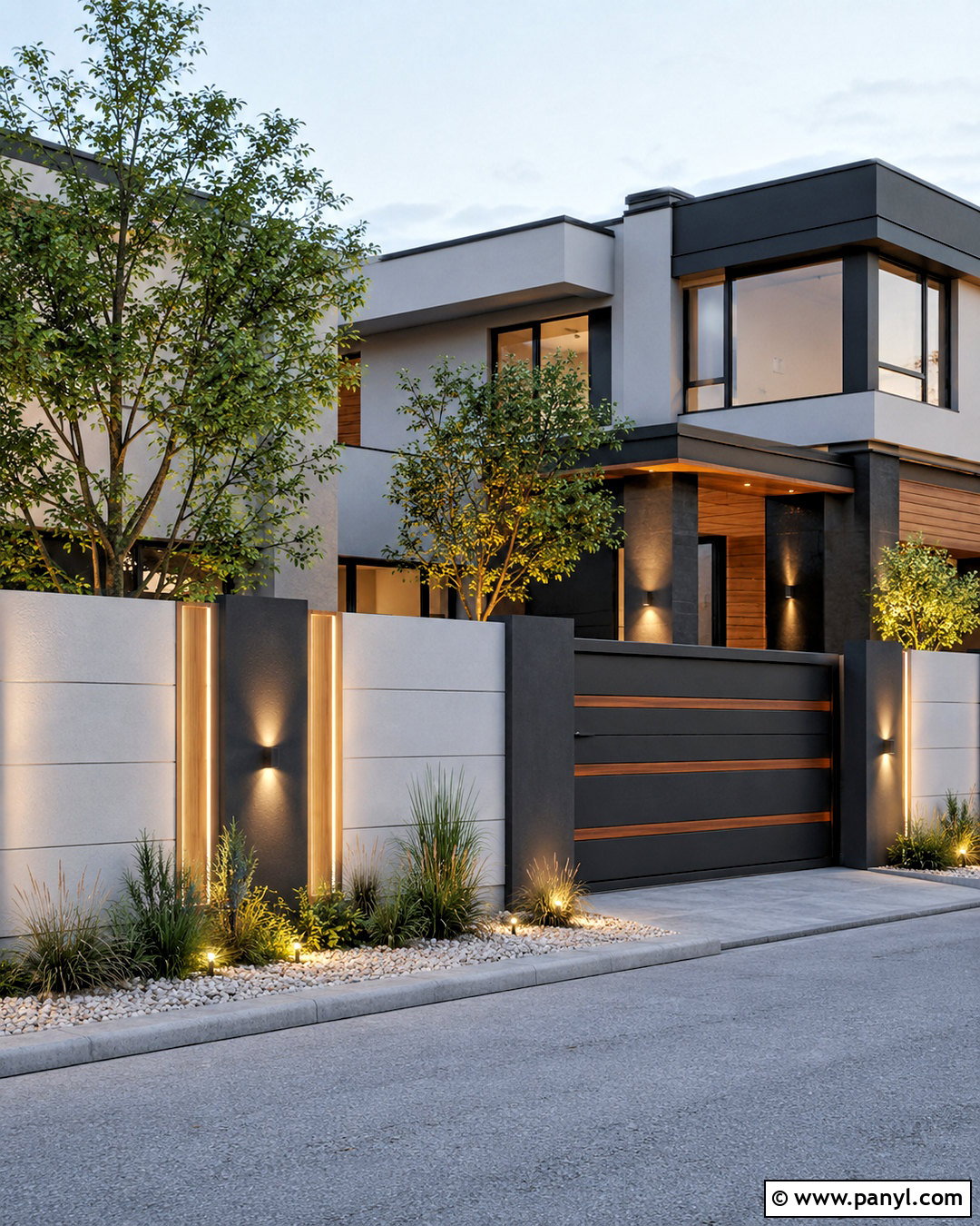 Compound Wall With LED Lighting - 20 compound wall design exterior modern ideas