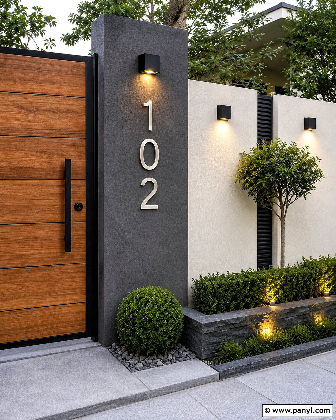 Compound Wall With Large Number Panel - 20 compound wall design exterior modern ideas