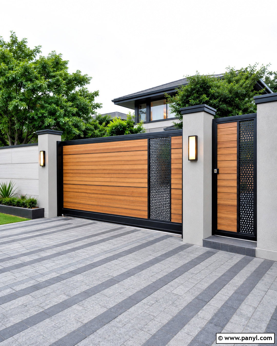 Compound Wall With Sliding Gate - 20 compound wall design exterior modern ideas