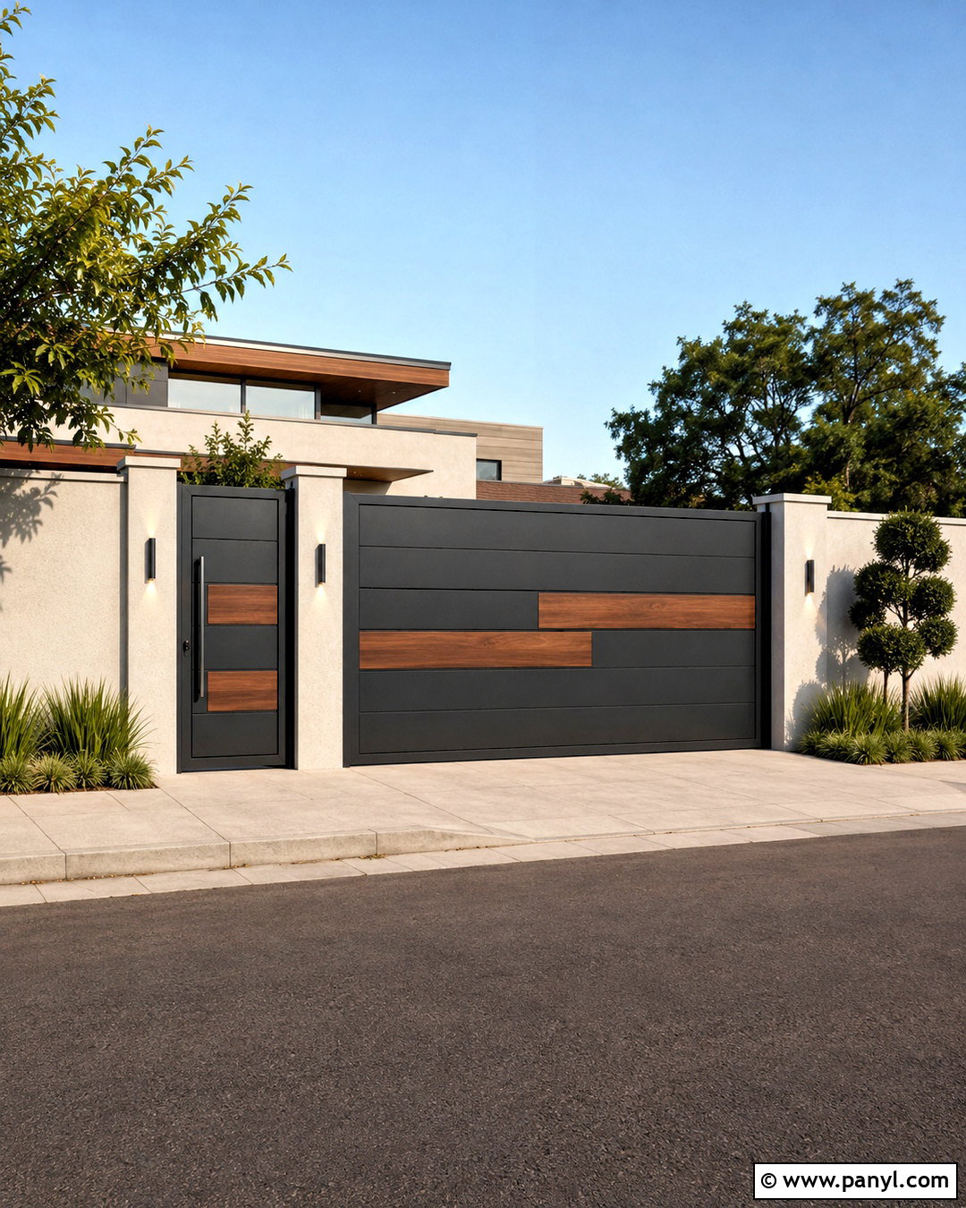 Compound Wall With Sliding Gate - 20 compound wall design exterior modern simple ideas