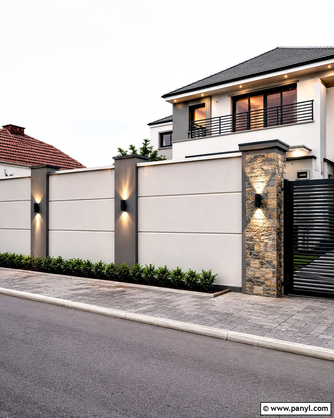 Compound Wall With Wall Lights - 20 compound wall design exterior modern simple ideas