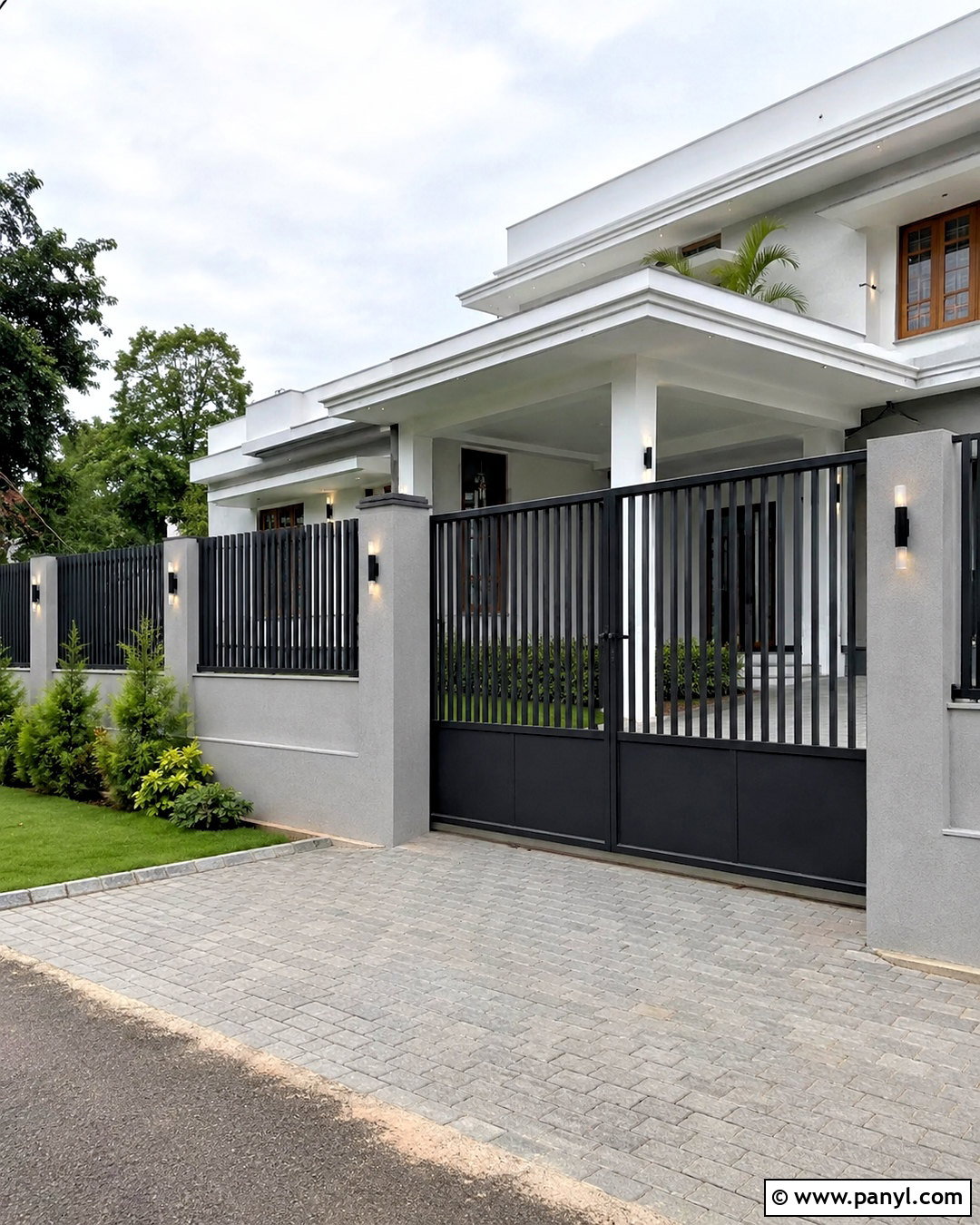 Concrete And Black Grill Compound Wall - 20 compound wall design exterior indian simple ideas