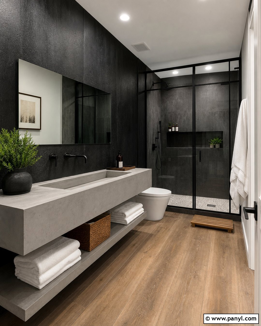 Concrete Bathroom Vanity With Black Wall - 20 Modern Bathroom Vanity With Black Wall Ideas