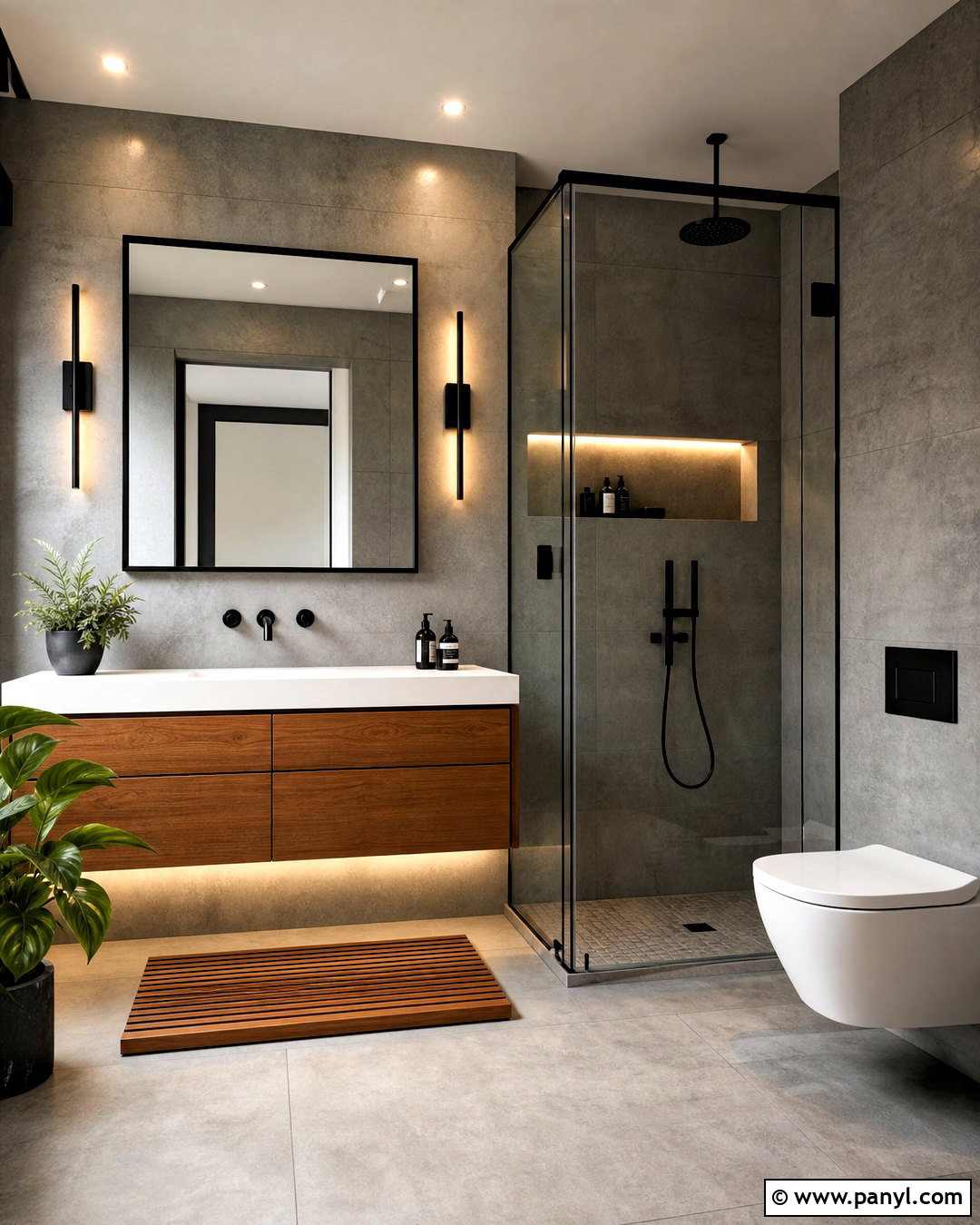 Concrete Bathroom With Black Accents - 20 bathroom with black accents