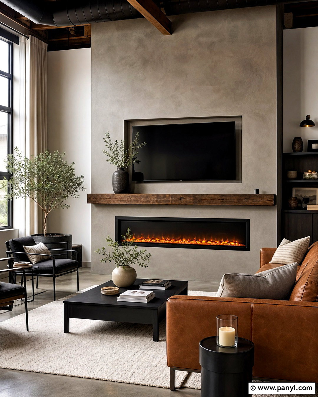 Concrete Electric Fireplace With TV - 20 electric fireplace ideas with tv ideas