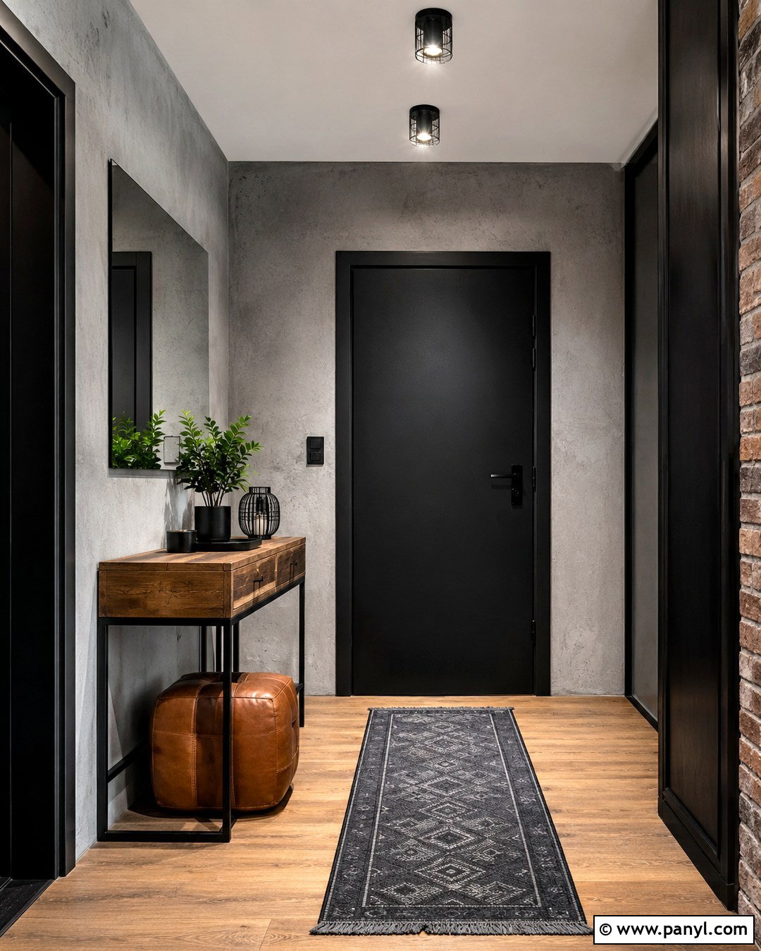 Concrete Gray Walls With Black Door - 20 Black Door Grey Walls