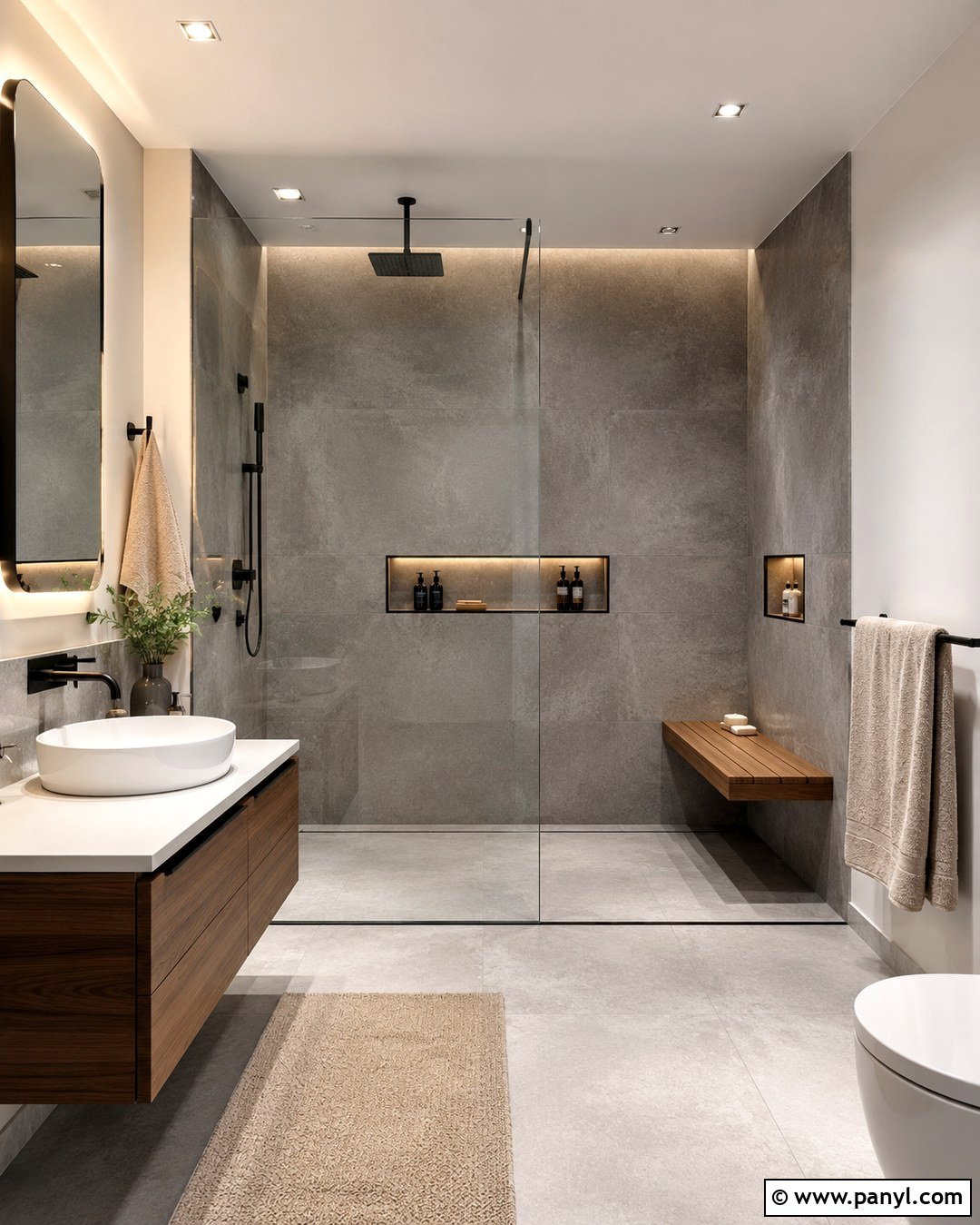 Concrete Grey Shower Walls - 20 Grey Shower Walls