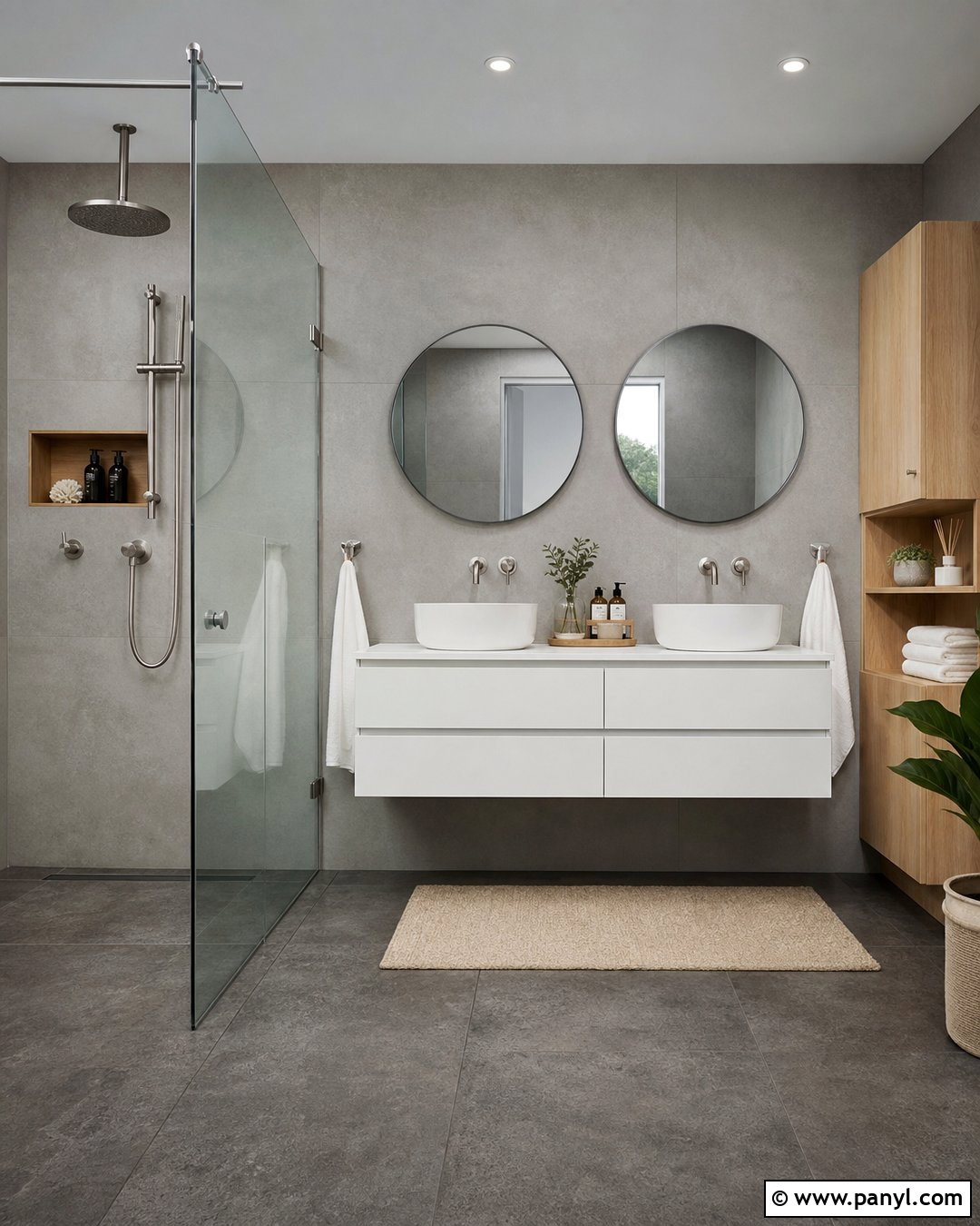Concrete Look Gray Bathroom Walls - 20 Gray Textured Bathroom Walls