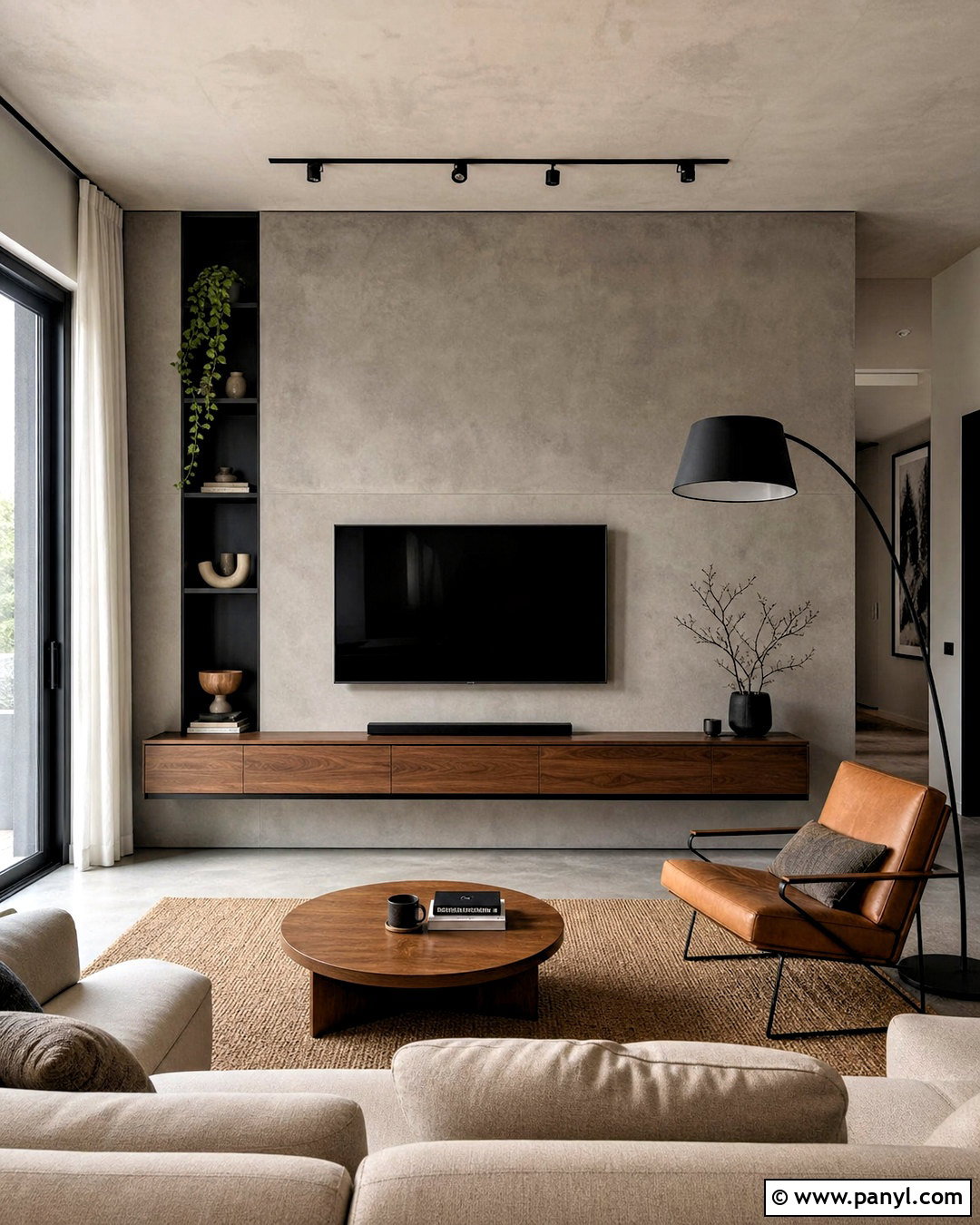 Concrete TV Wall - 20 tv background wall design ideas