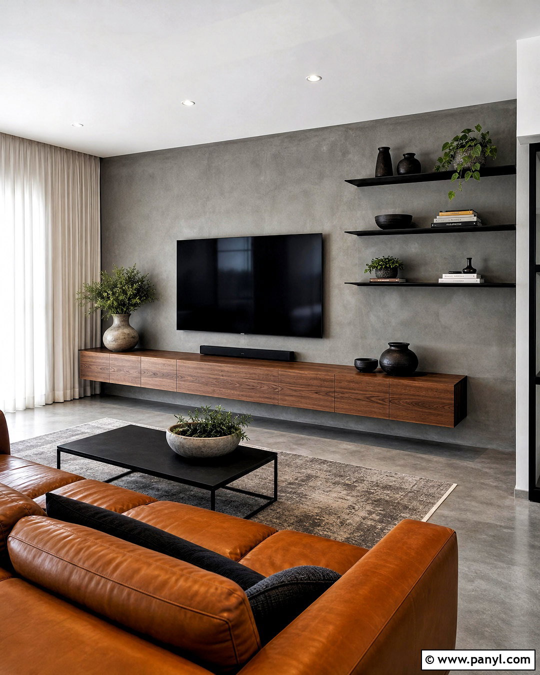 Concrete TV Wall - 20 tv decoration wall modern ideas