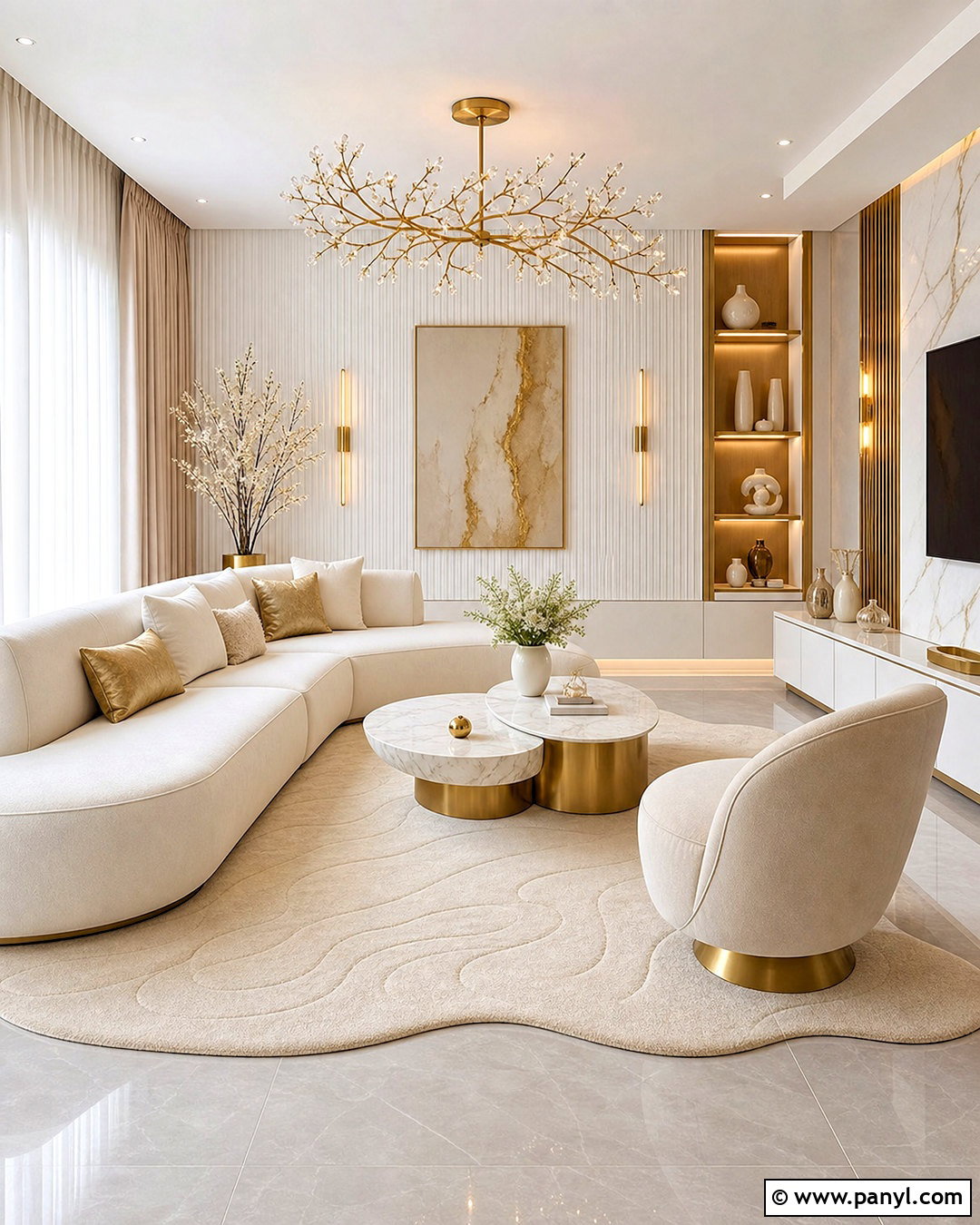 Contemporary Gold And White Living Room - 20 gold and white living room ideas