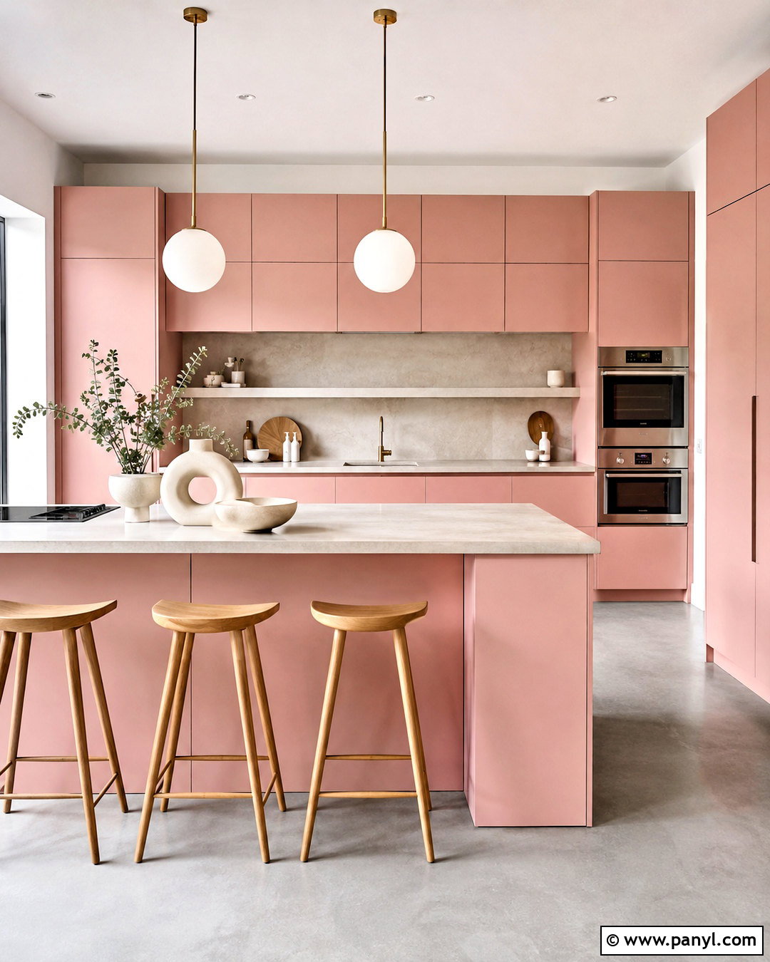 Contemporary Pink Flat Panel Kitchen - 20 pink kitchen designs